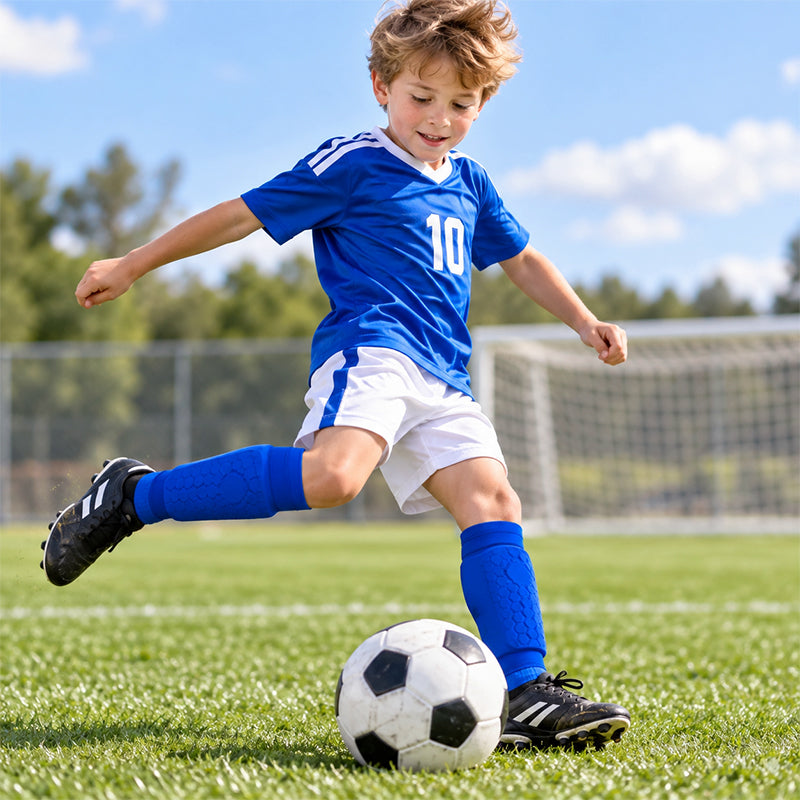 Kids Soccer Shin Guards, Lightweight EVA Honeycomb with Non-Slip Silicone