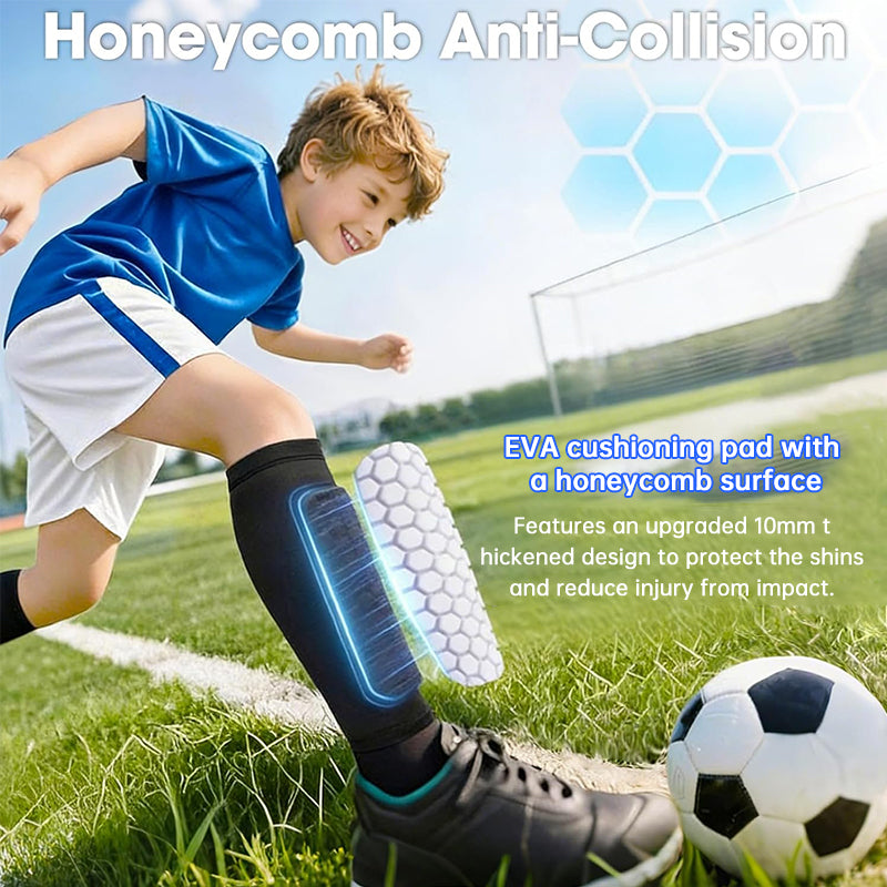 Kids Soccer Shin Guards, Lightweight EVA Honeycomb with Non-Slip Silicone