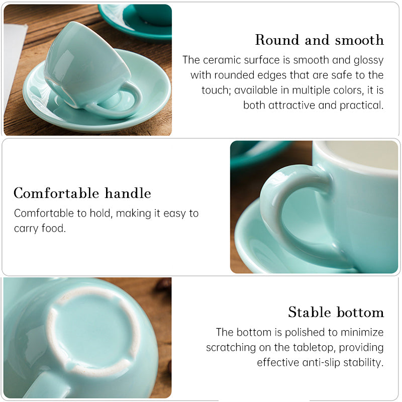 Nordic Minimalist Ceramic Coffee Cup Set – 300ml White Rim Latte Art Mugs for Breakfast, Home & Office
