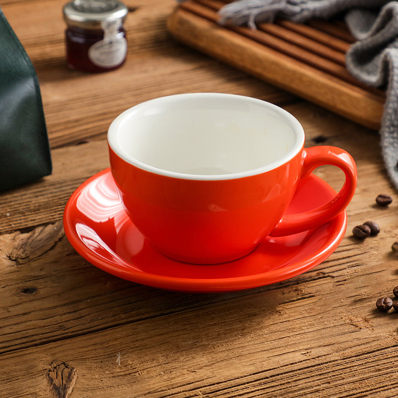 Nordic Minimalist Ceramic Coffee Cup Set – 300ml White Rim Latte Art Mugs for Breakfast, Home & Office