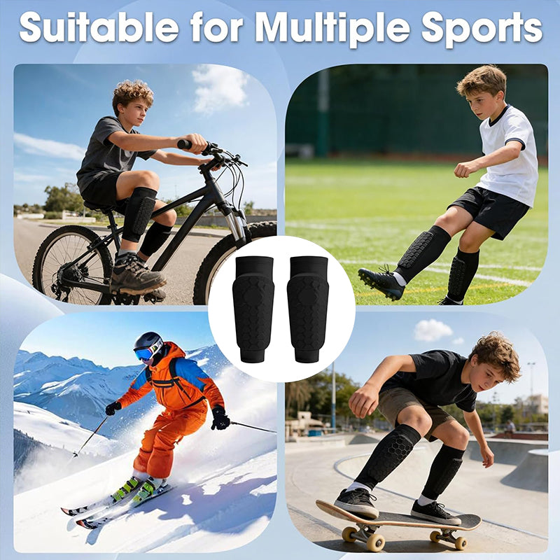 Kids Soccer Shin Guards, Lightweight EVA Honeycomb with Non-Slip Silicone