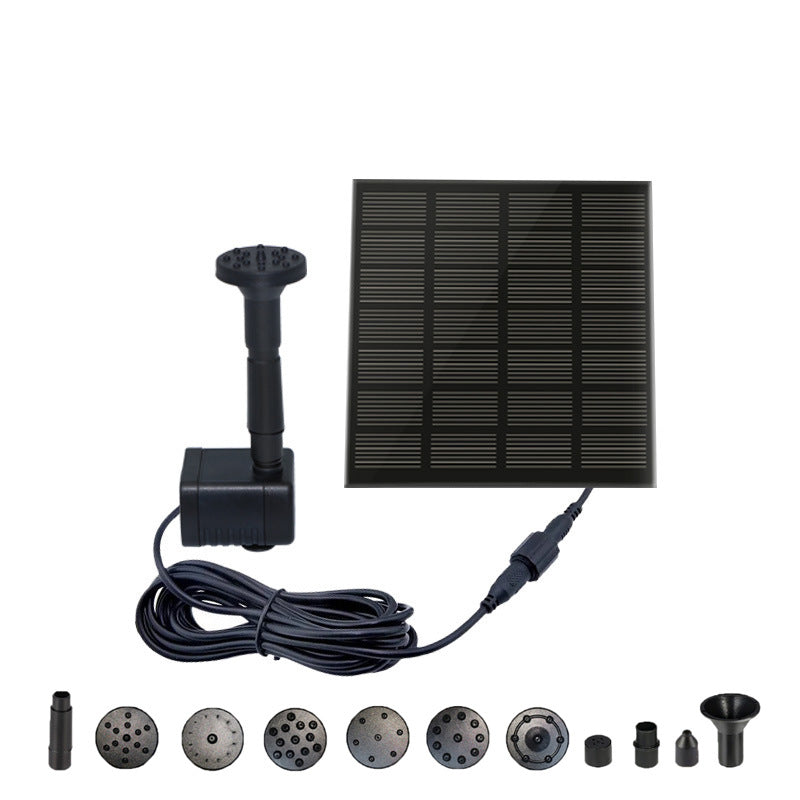 Solar-Powered Mini Fountain Pump – 200L/H Brushless Pump with 4 Spray Nozzles for Garden, Pond & Fish Tank